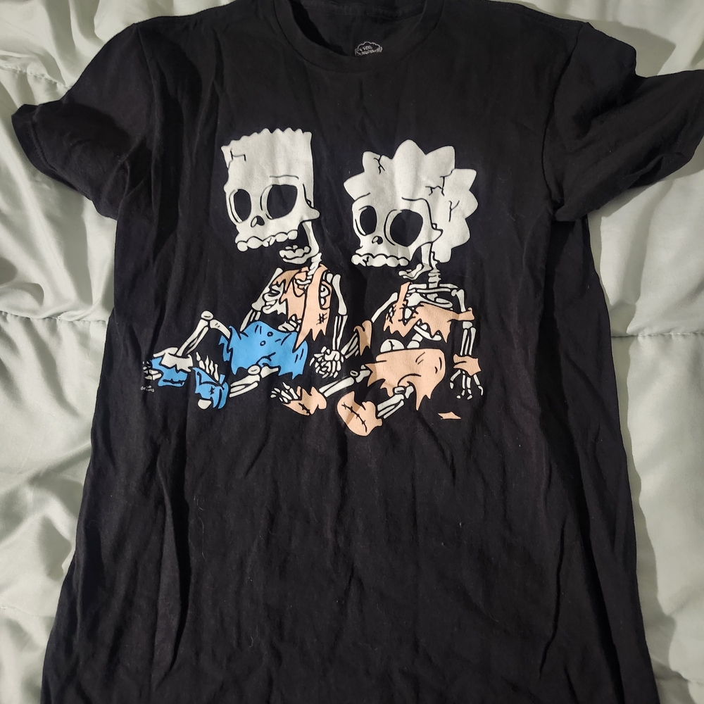 Black Graphic T-Shirt with Skeleton Design